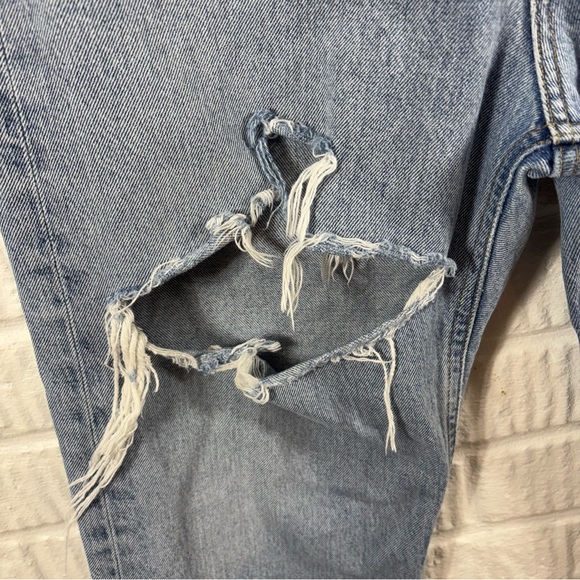 AGOLDE 90s Crop Distressed High-Waisted Straight Denim Jeans Echo Light Wash 27 - Picture 6 of 6